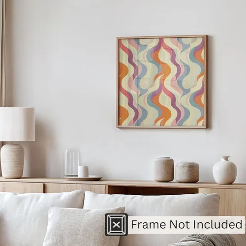 Miniatura 4 de Ethan Taylor Abstract Wall Art Prints Unframed Square Posters 'Retro 70s Hippie Groovy Pattern I' Retro Home Décor for Living Room, Bedroom, Office