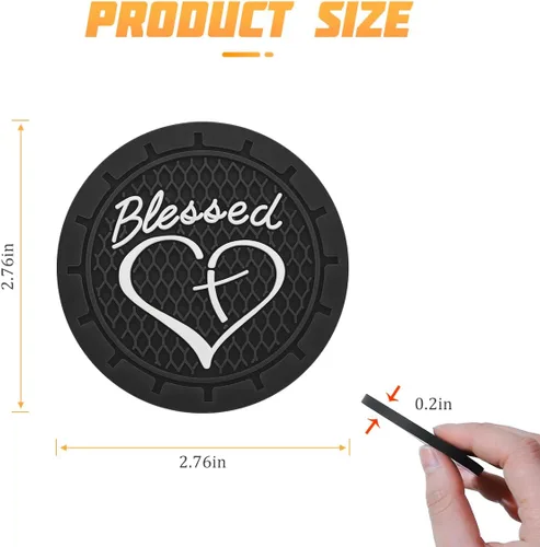 Miniatura 2 de AICEL Paquete de 4 posavasos para automóvil, inserto para portavasos de PVC suave de 7 cm, tapete antideslizante y a prueba de golpes cristiano