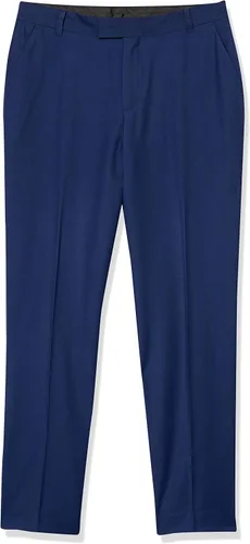 Calvin Klein Pantalón de vestir bi-stretch de frente lisa para niño, ajuste recto, con presillas para cinturón y bolsillos delanteros