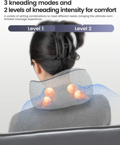 Miniatura 3 de CILI Almohada Masajeadora de Cuello Inalámbrica con Calor, Masajeador de Cuello Shiatsu para Alivio del Dolor de Tejido Profundo, Almohada de Masaje