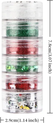 Miniatura 4 de Brillantina para uñas de Navidad, copos de nieve, lentejuelas de uñas rojo y verde, diseños de Navidad mezclados en polvo, hexágono, copos