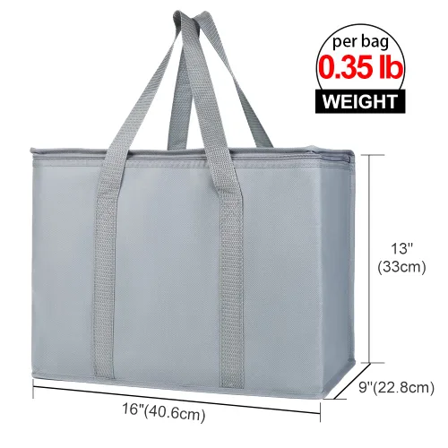 Miniatura 2 de Bodaon - Paquete de 2 bolsas de compras reutilizables y aisladas para comestibles, tamaño XL, bolsa térmica para picnic con cierre superior