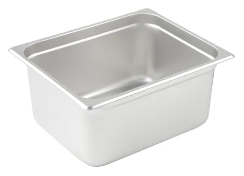 Winco Bandeja de vapor anti-atasco, media bandeja x 6 pulgadas, peso estándar, acero inoxidable, mediano