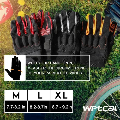 Miniatura 7 de WPTCAL Guantes de ciclismo para hombres y mujeres guantes de bicicleta antideslizantes con pantalla táctil completa guantes de ciclismo
