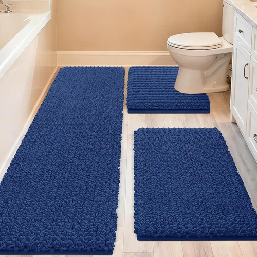Miniatura 73 de ACCUMTEK - Juego de 2 alfombras de baño de lujo en color beige de 32"x20"+24"x17", alfombras de baño ultra suaves y gruesas absorbentes, alfombra