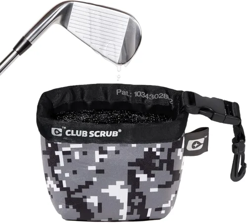 Miniatura 22 de Club Scrub Bolsa de limpieza para palos de golf y pelotas de golf, forro impermeable con tecnología de cara limpia, clip desmontable, lavable a Negro