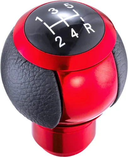 Miniatura 9 de Pomo de Palanca de Cambios de Cuero de 5 Velocidades Cabeza Bola Shifter de Carreras Manija Compatible con la Mayoría de Vehículos Manuales, Negro