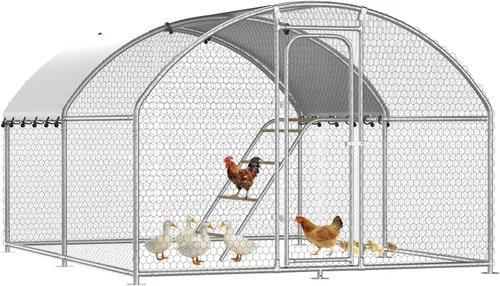 Gallinero grande de metal para pollos con percha para posarse, gallinero de entrada para aves de corral, casa para patos, corral para pollos,
