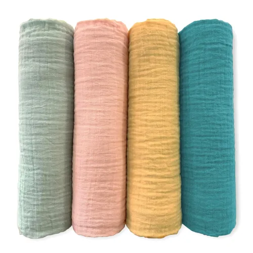 Miniatura 30 de SwaddleDesigns Juego de 4 mantas de muselina de algodón para bebé, niño y niña, mantas neutras para recién nacido, registro de bebé y regalo, 46 x
