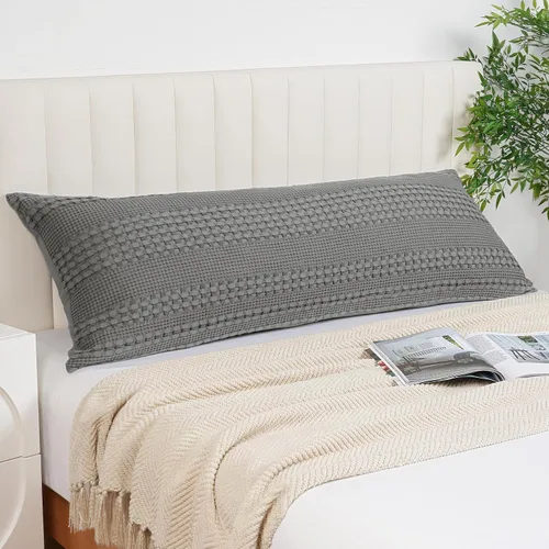 Miniatura 49 de PHF Fundas de almohada con tejido de gofre de 24" x 24", paquete de 2, funda de almohada cuadrada 100% algodón para decoración de ropa de cama, sin