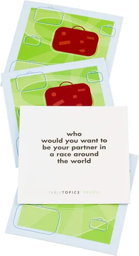 Miniatura 3 de TableTopics Juego de cartas de preguntas Travel to Go – 40 tarjetas de inicio de conversación sobre viajes, vacaciones, artículos esenciales
