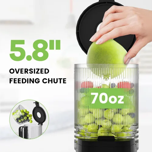 Miniatura 2 de EanOruus Cold Press Juicer, 5.8" Wide Feed Chute Juice Extractor Machine with 400W, High Juice Yield, Slow Masticating Juicer for Whole Vegetables &