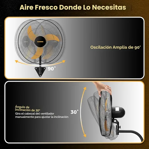 Miniatura 7 de CAMMOO Ventilador oscilante de montaje en pared de 20 pulgadas, control remoto con cable extendido de 3.3 pies y cable de alimentación de 6.6 pies