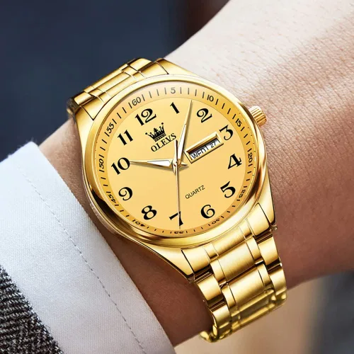 Miniatura 6 de OLEVS Reloj para hombre vestido de negocios diamante analógico cuarzo fecha lujo clásico acero inoxidable impermeable luminoso dos tonos reloj