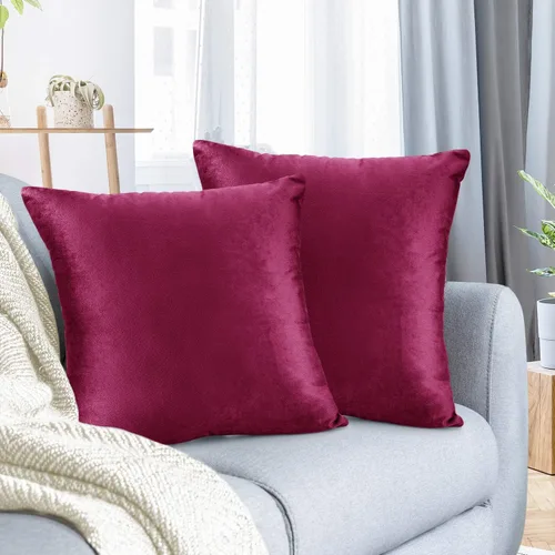Nestl Fundas de cojín decorativas, acogedoras fundas de cojín de terciopelo magenta de 51 x 51 cm, suaves fundas de cojín sólidas para sofá, cama y