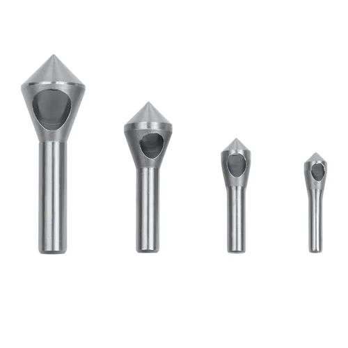 Miniatura 6 de Juego de 4 brocas avellanadoras con revestimiento de titanio de 90 grados, avellanador HSS y herramienta de desbarbado para ajuste de tornillo