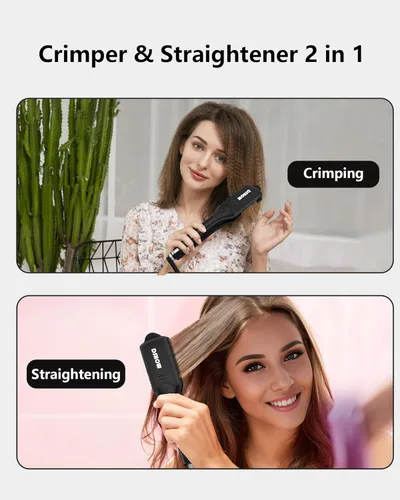Miniatura 2 de DSHOW Plancha para el cabello para mujeres y niñas, alisador de pelo con 4 placas intercambiables de titanio y cerámica Negro