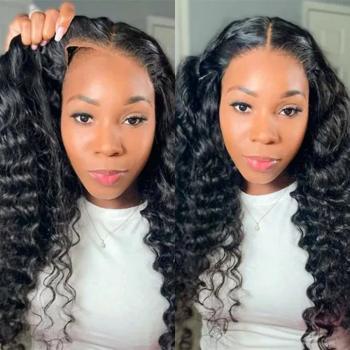Pelucas de Cabello Humano Sin Pegamento 7x5 Listas para Usar Pre Desplumadas Pre Cortadas Ondas Profundas Pelucas Sin Pegamento Cabello Humano