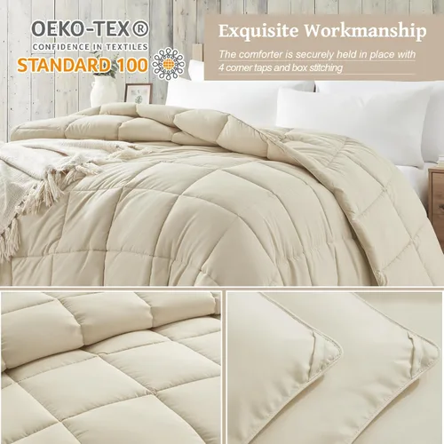Miniatura 3 de Homelike Moment Edredón tamaño king - Inserto de edredón beige, alternativa al plumón, edredón ligero para cama king, ropa de cama ligera