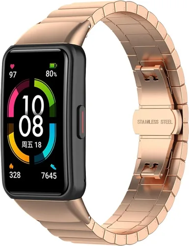 Correa de metal compatible con Huawei Band 6, para reloj Honor Band 6/Band 7, correa de repuesto de metal de acero inoxidable olid compatible con