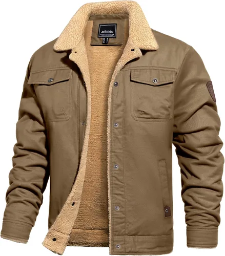 Miniatura 10 de TACVASEN Chaqueta de Invierno para Hombre con Forro Polar Sherpa Abrigo Tipo Cargo Chaqueta Trucker Cálida y Gruesa con Múltiples Bolsillos