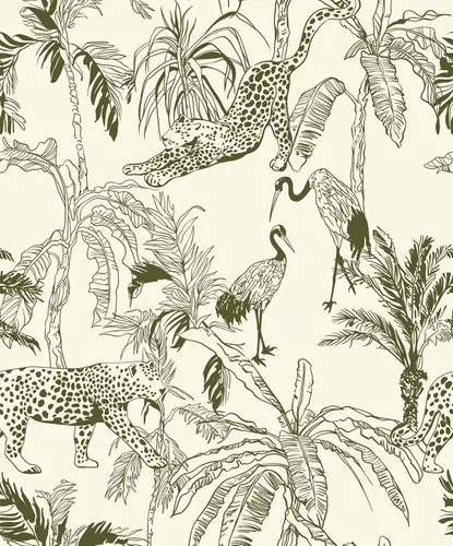 Miniatura 11 de Heroad Papel tapiz de leopardo bohemio para despegar y pegar, papel de contacto blanco y dorado, papel de pared de animales de la selva, papel tapiz