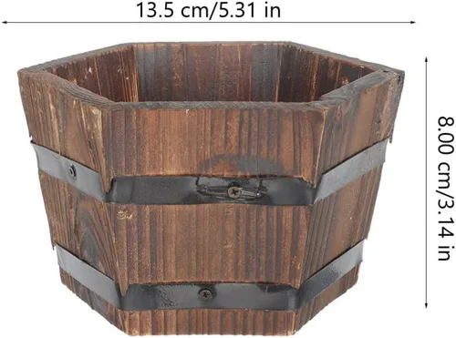 Miniatura 6 de Cabilock Macetero de barril de whisky de madera, macetas de barril, macetas para decoración interior del hogar, plantas pequeñas