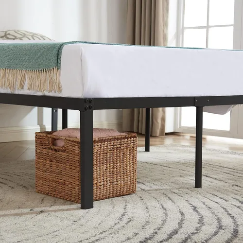 Miniatura 9 de VECELO Base de cama alta de plataforma de metal tamaño Queen de 18 pulgadas, listones de acero resistente, base de colchón de fácil montaje,