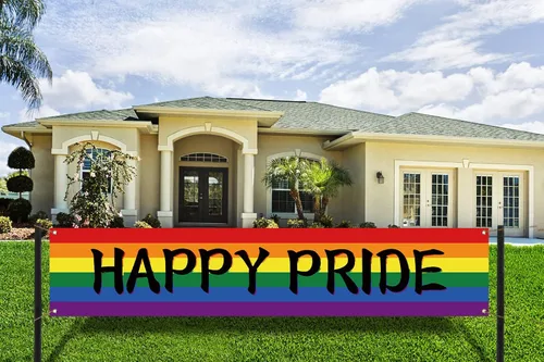 Miniatura 2 de Nepnuser Cartel de Feliz Orgullo al aire libre del mes del orgullo LGBTQ + cartel de decoración de jardín para patio delantero