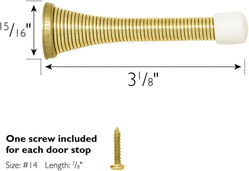 Miniatura 3 de Paquete de 10 topes de puerta de resorte de latón pulido, tapón de puerta flexible con punta de goma - Tope de puerta de resorte - Design House
