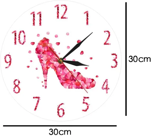 Miniatura 2 de The Geeky Days Reloj de pared con estampado de pétalos de rosa rosa con tacón alto y silencioso, arte de pared para mujer, dormitorio, femenino