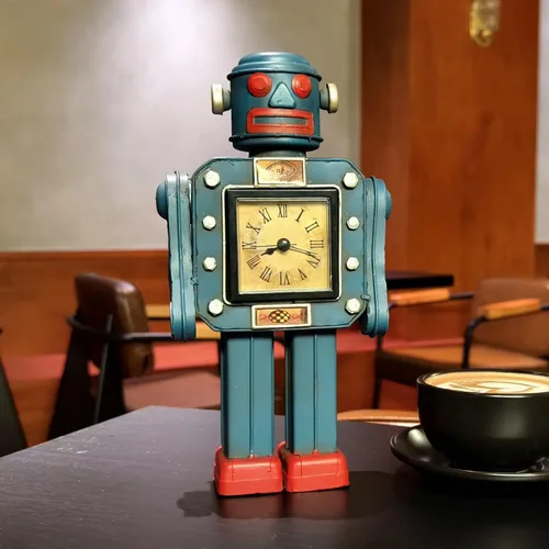Robot Autómatas Reloj Vintage Bot Craft Cartoon Droid Modelo para escritorio Hogar Dormitorio Oficina Robot Colección Niños Hombre Steampunk
