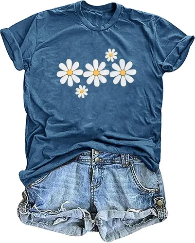 Camisa vintage de flores para mujer, estilo bohemio, cottagecore, estampado botánico, floral, color pastel, camiseta con estampado de flores
