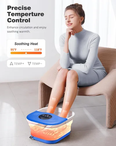 Miniatura 3 de SPA4PIEDS Masajeador de baño de pies con calor, chorros de burbujas, luz roja y temporizador, spa de pies de pedicura con control de temperatura