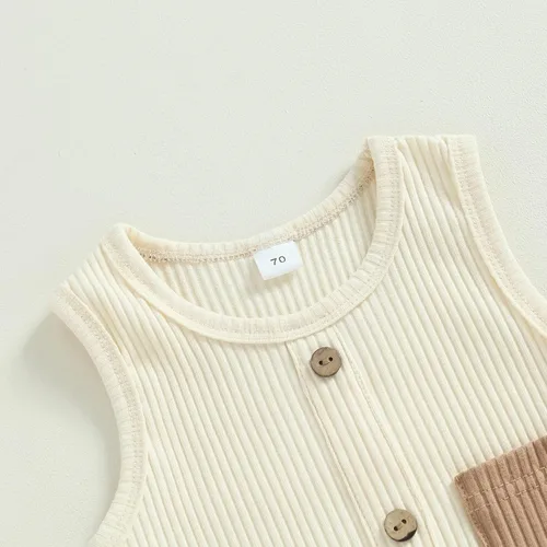 Miniatura 80 de Mameluco unisex de manga corta para bebé recién nacido, con botones, de una pieza, ropa de color sólido