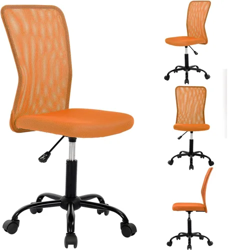 Miniatura 8 de HGS Silla de trabajo ergonómica sin brazos, silla de escritorio para computadora de oficina, silla de oficina en casa con soporte lumbar, silla
