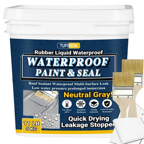 Miniatura 13 de Sellador impermeable líquido de goma, 11 libras/11.0 lbs, color negro, secado rápido, reparación de fugas de fundación de múltiples superficies