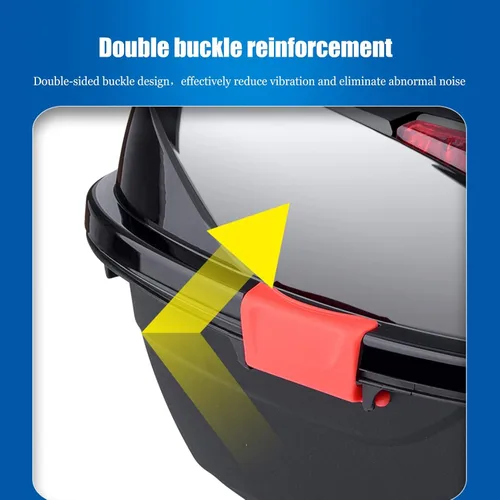 Miniatura 4 de Caja trasera universal de 42 litros para motocicleta con respaldo suave, funda rígida con accesorios de montaje, 15.7 x 14 x 11 pulgadas (color rojo)
