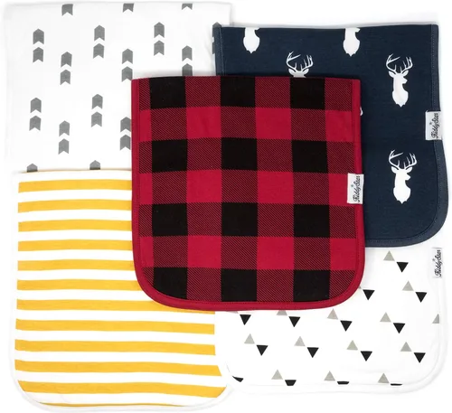 Miniatura 27 de KiddyStar Paquete de 5 paños de algodón orgánico para eructos, grandes, ultrasuaves de 3 capas para eructos, hombros y manos, altamente absorbentes