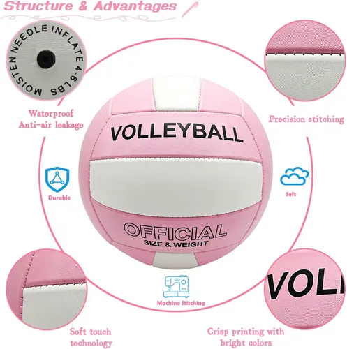 Miniatura 4 de Volleyball Official Size 5 Volleyball for Indoor Outdoor, Soft Touch Volleyballs for Adults Beach Play Pool Game Gym Training Play, Durable Design