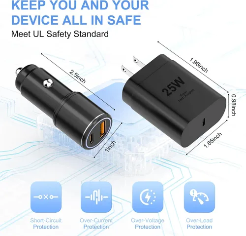 Miniatura 8 de Samsung - Cargador súper rápido tipo C, 25 W PD USB C cargador de pared/coche para Samsung Galaxy S26/S25/S24/S23/S22/Plus/Ultra/FE/Note