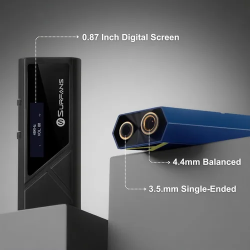 Miniatura 4 de Surfans Amplificador de auriculares DAC portátil X10, adaptador de audio USB-C DAC con salidas equilibradas de 0.138 in y 0.173 in, hasta 522 mW