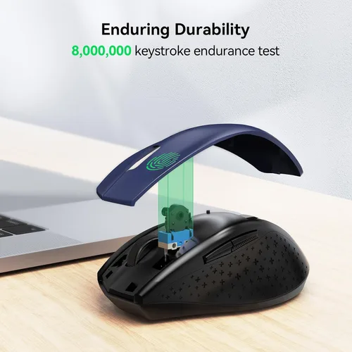 Miniatura 7 de TECKNET Mouse inalámbrico, mouse USB de 2.4 G con 6 niveles ajustables 3200 DPI, batería de 30 meses, empuñaduras ergonómicas, 6 botones portátiles