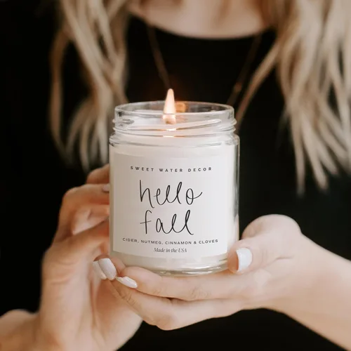 Miniatura 7 de Sweet Water Decor Vela de Hola Otoño - Vela perfumada de canela, manzanas y clavo para decoración del hogar - Vela de cera de soja con mecha 100%