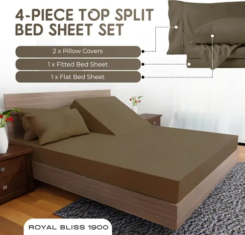 Miniatura 4 de Top Split Flex Head Juego de Sábanas de Tamaño King - Sábanas de Cama de Calidad Egipcia Ultra-Suaves Doble Cepillado Bolsillos Profundos