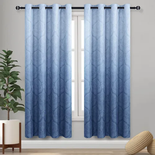 Miniatura 113 de DWCN - Cortinas blackout para dormitorio, diseño de damasco con aislamiento térmico y ojales, para sala de estar, juego de 2 paneles de cortina Gris
