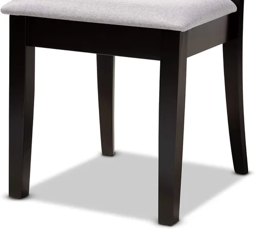 Miniatura 7 de Baxton Studio Minette - Juego de sillas de comedor de 2 piezas, tela gris tapizada con madera con acabado marrón expreso Gris/Café Espresso