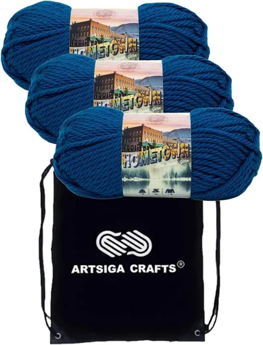 Miniatura 16 de Lion Brand Hometown New York White 135-100 (3 madejas - mismo lote de tinte) #6 S Bulky - Hila acrílica para crochet y tejer con bolsa para proyectos