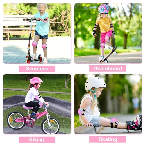 Miniatura 6 de FIODAY Rodilleras para Niños Conjunto de Equipo Protector Ajustable Rodilleras y Coderas para Niños con Protector de Muñeca para Niñas Patines