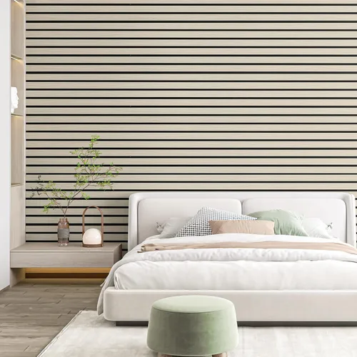 Miniatura 3 de Art3d Paquete de 4 paneles de revestimiento adhesivos de seis rejillas para decoración de paredes interiores - Paneles de pared de listones delgados